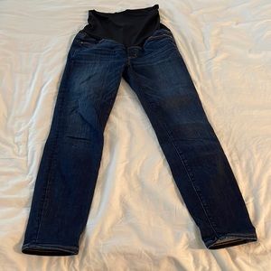 Dark maternity denims with belly band